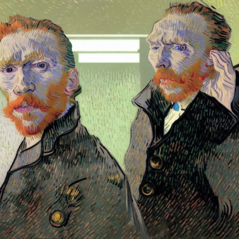 Van Gogh-inspired mirrored images overlaid on a photograph