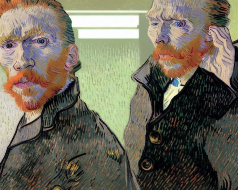 Van Gogh-inspired mirrored images overlaid on a photograph