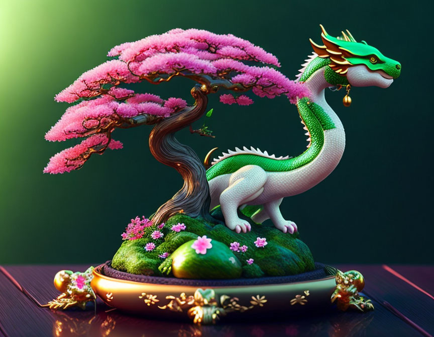 Sakura and dragon guardian