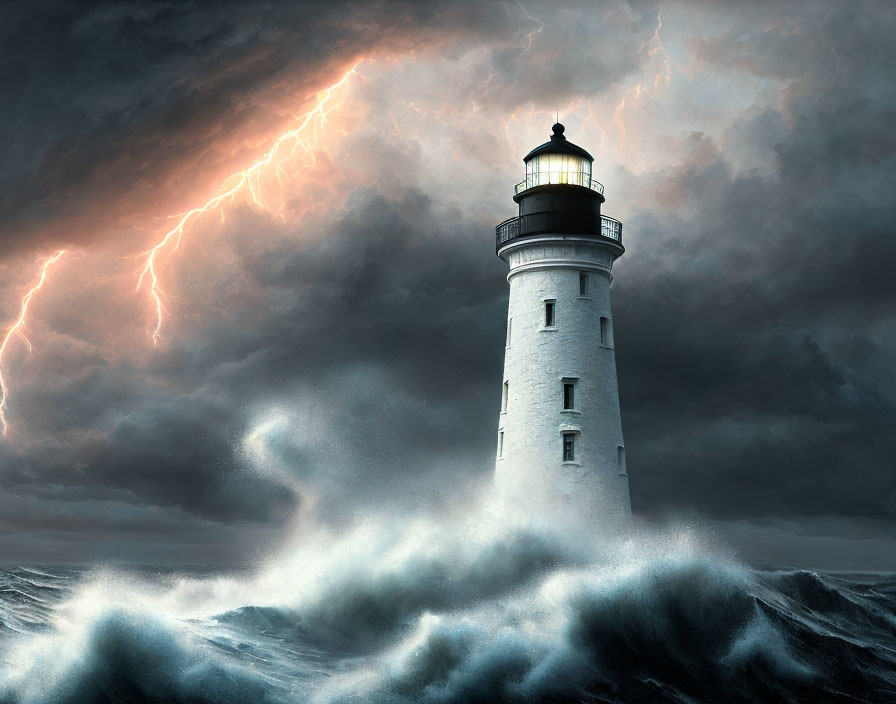 Lighthouse in a storm