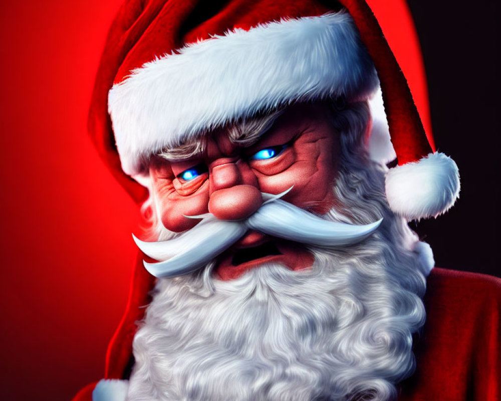 Digital Artwork: Stern Santa Claus with White Beard