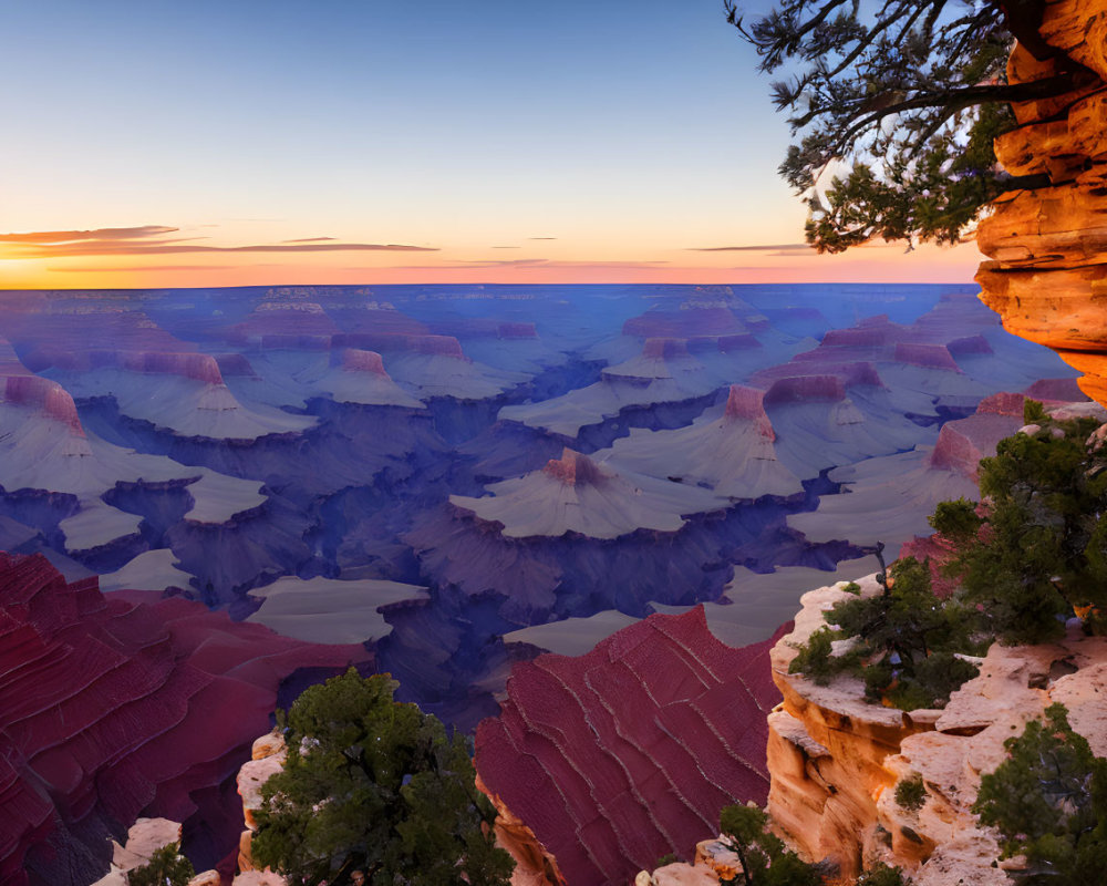 Vibrant sunset over layered Grand Canyon rock formations