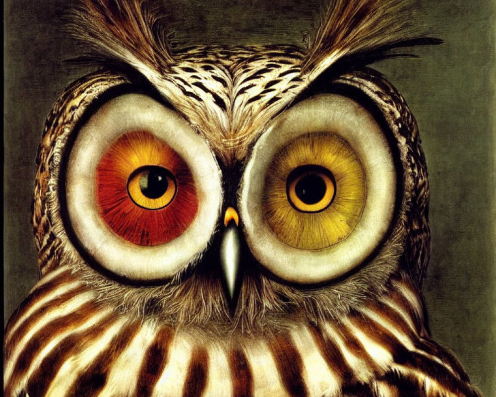 Vivid Orange and Yellow-Eyed Owl Illustration on Dark Background