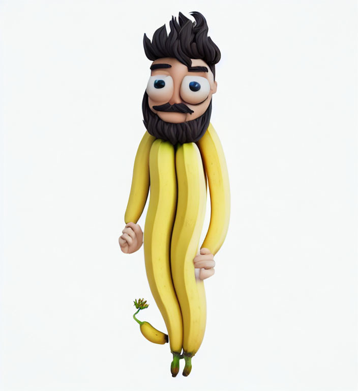 Man with Beard and Banana Body Illustration