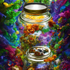Colorful Abstract Shapes in Vibrant Glass Jar