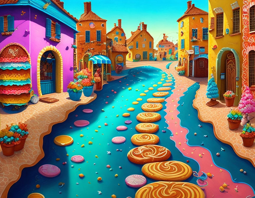A toffee street of cakes