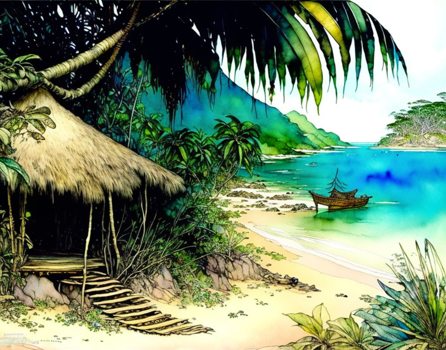A hut on the tropical island