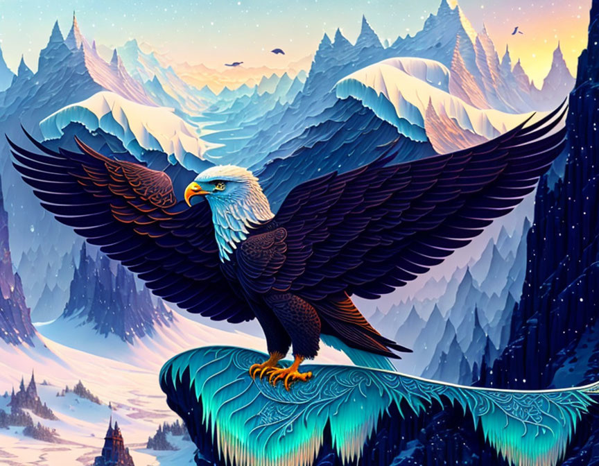 An eagle in icy mountains