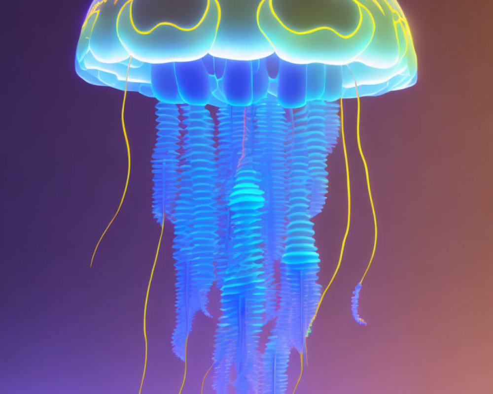 Colorful Jellyfish Digital Illustration on Gradient Background