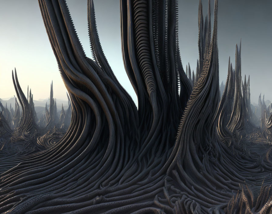 Majestic spire-like structures in an otherworldly landscape