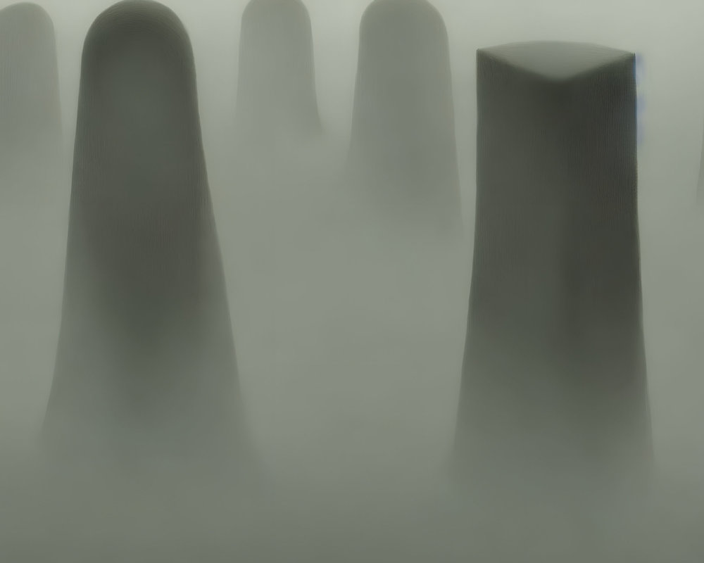 Abstract cylindrical shapes in varying heights with blurred effect.