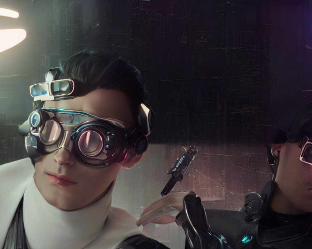 Futuristic Goggles Pair in Cyberpunk Cityscape