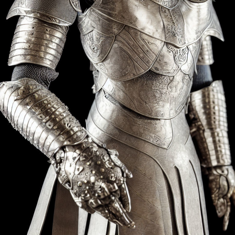 Detailed medieval armor showcasing ornate patterns and craftsmanship.
