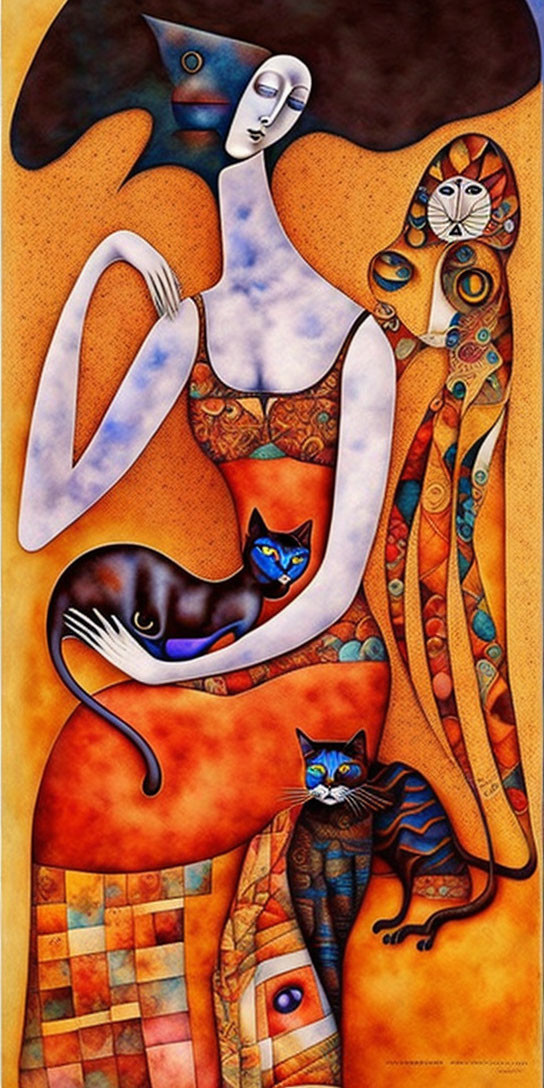 woman and cats