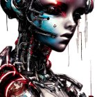 Detailed Female Humanoid Robot with Futuristic Design and Neon Lights