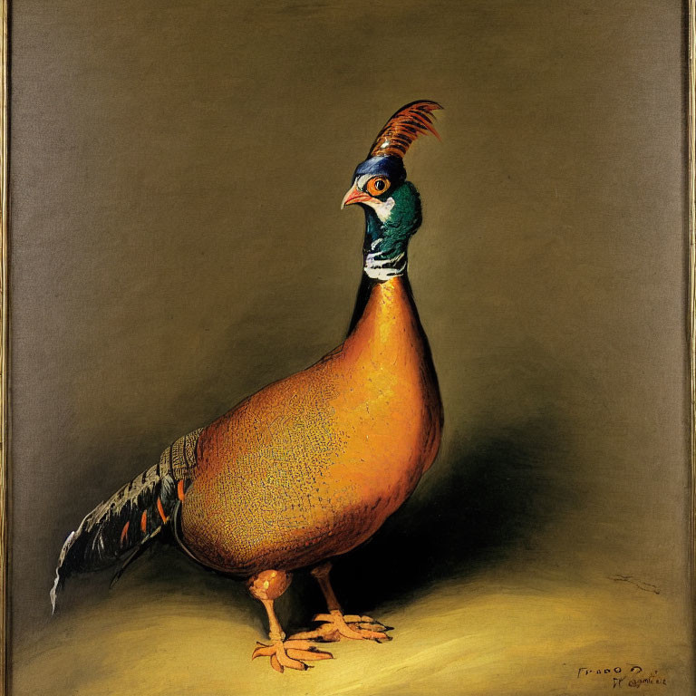 Colorful Pheasant Painting with Detailed Plumage