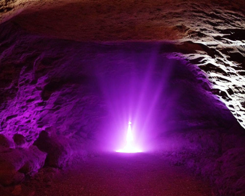 Vivid Purple Light in Mysterious Cave