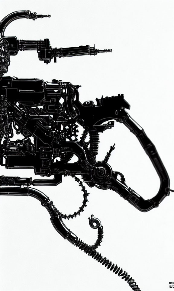 Detailed Mechanical Seahorse Sculpture with Gears and Tools
