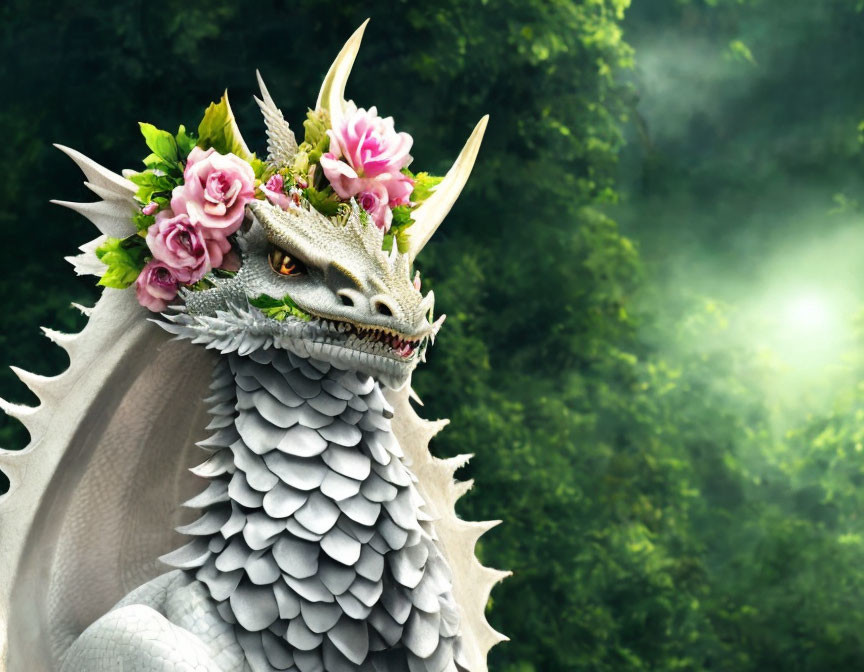 Dragon in a garland crown
