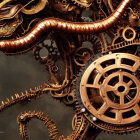 Interconnected Brass Gears in Steampunk Abstract Design