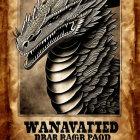 Detailed Fierce Dragon Wanted Poster Illustration on Old-Style Parchment Background