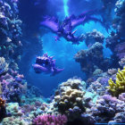 Vibrant Underwater Coral Landscape with Sea Dragons
