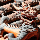 Detailed Wooden Dragon Carving Highlighting Asian Artistry