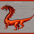Vivid Orange Dragon with Red Wings and Yellow Accents on Gray Background