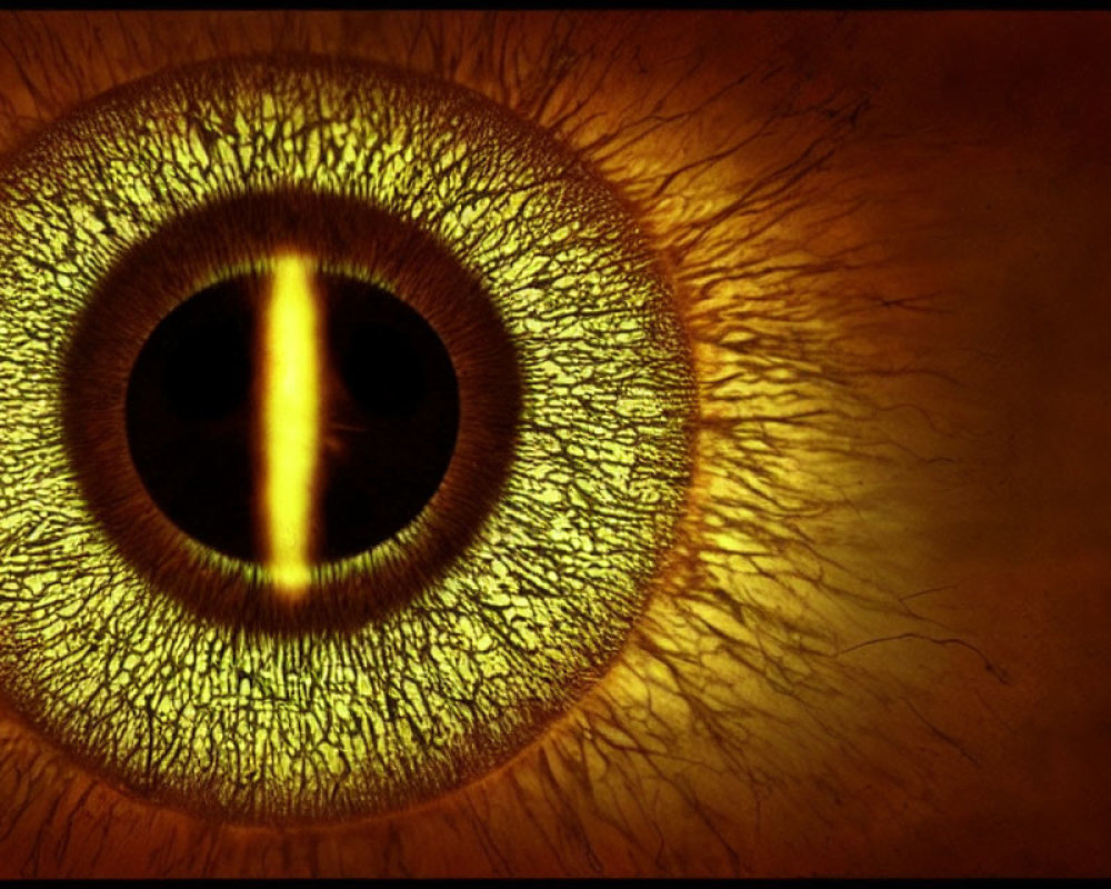 Detailed Close-Up of Human Eye with Brownish-Yellow Iris Texture