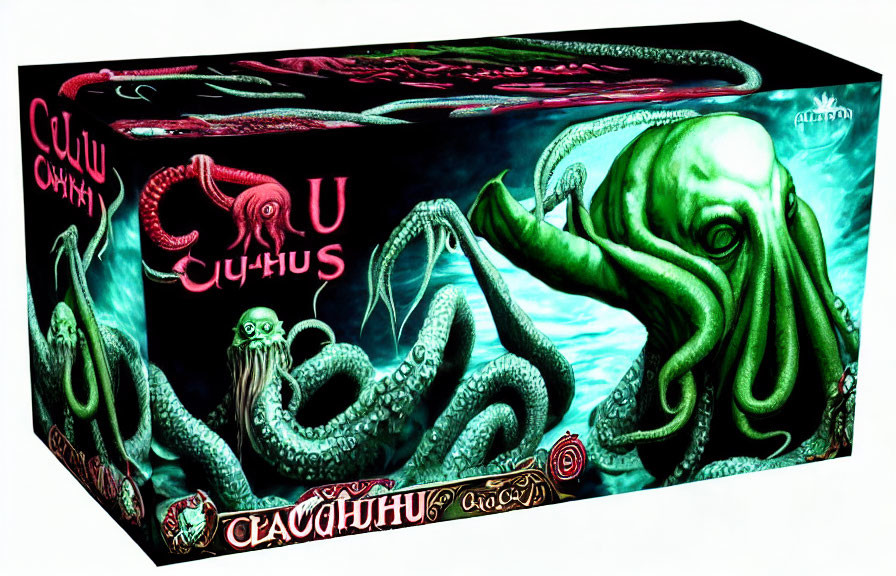 Mythical Cthulhu Creature Artwork on Board Game Box