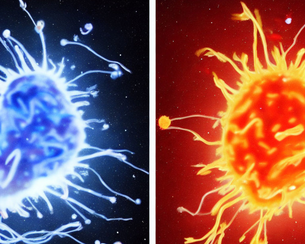 Image: Cold and warm virus strains side by side