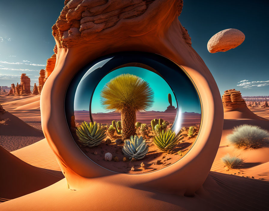 Circular Frame Captures Surreal Desert Landscape