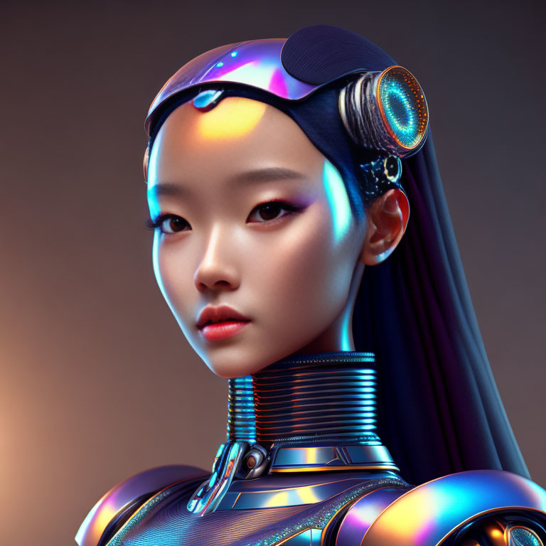 Female Android Digital Artwork with Futuristic Design