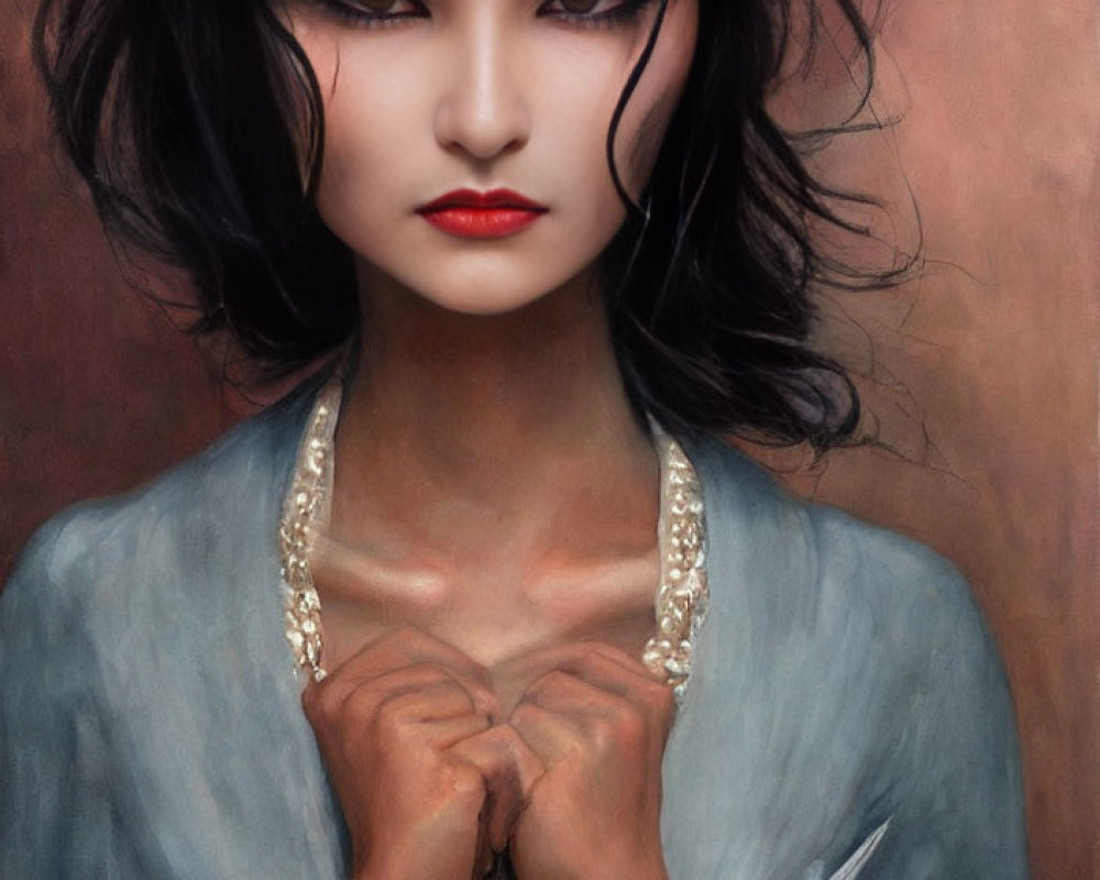 Digital painting of woman in dramatic makeup and ornate dress