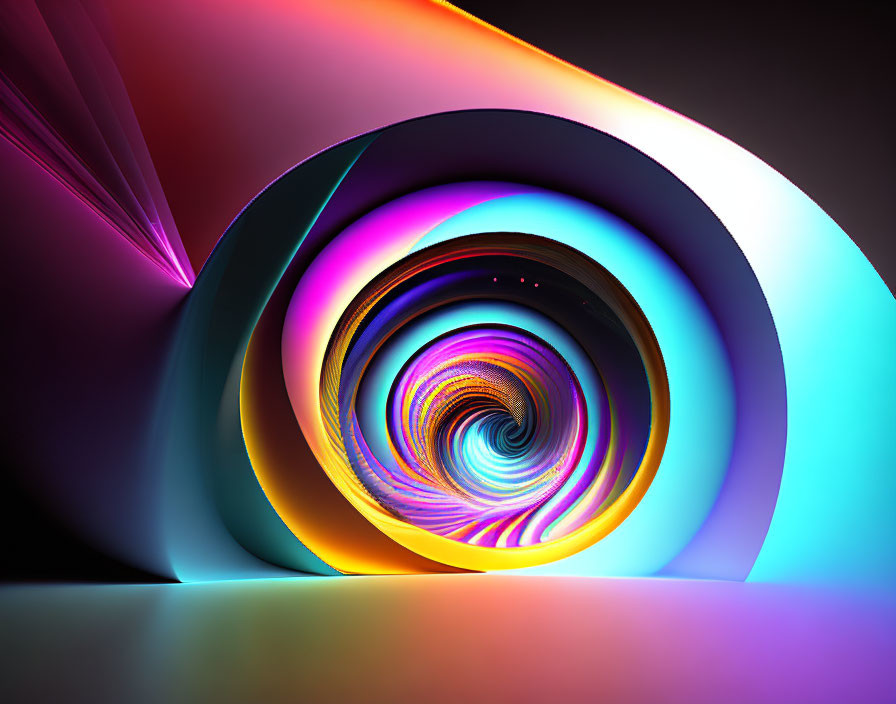 Colorful swirling vortex on glossy surface: A vibrant digital art piece