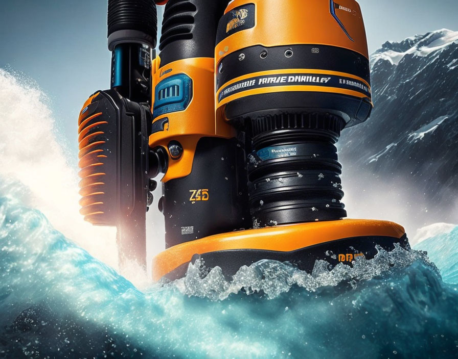 Water-resistant underwater camera equipment with waves.