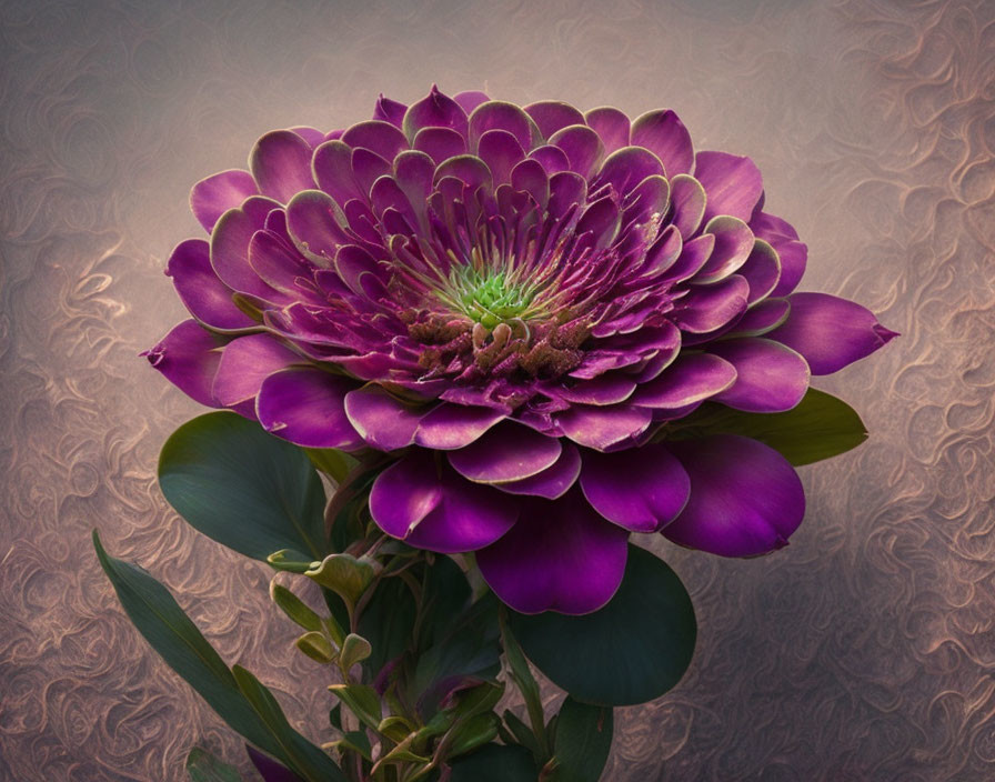 Detailed Purple Flower on Textured Beige Background