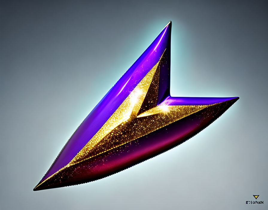 Vibrant Purple and Gold 3D Arrow on Gradient Background