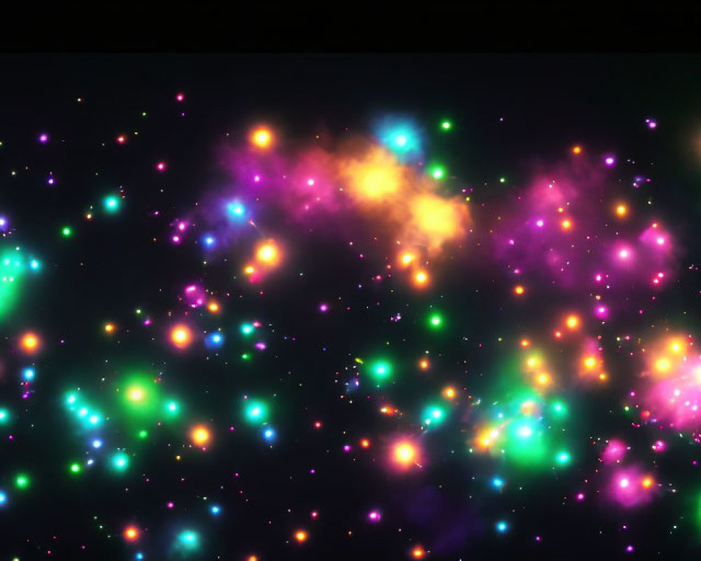 Multicolored Light Particles on Dark Background: Galaxy-Like Cosmic Display
