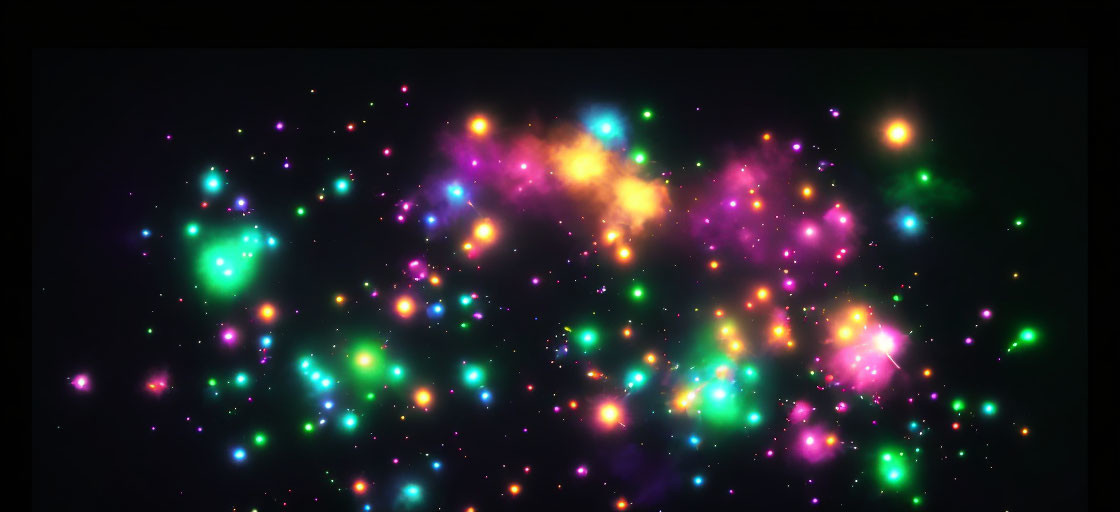 Multicolored Light Particles on Dark Background: Galaxy-Like Cosmic Display