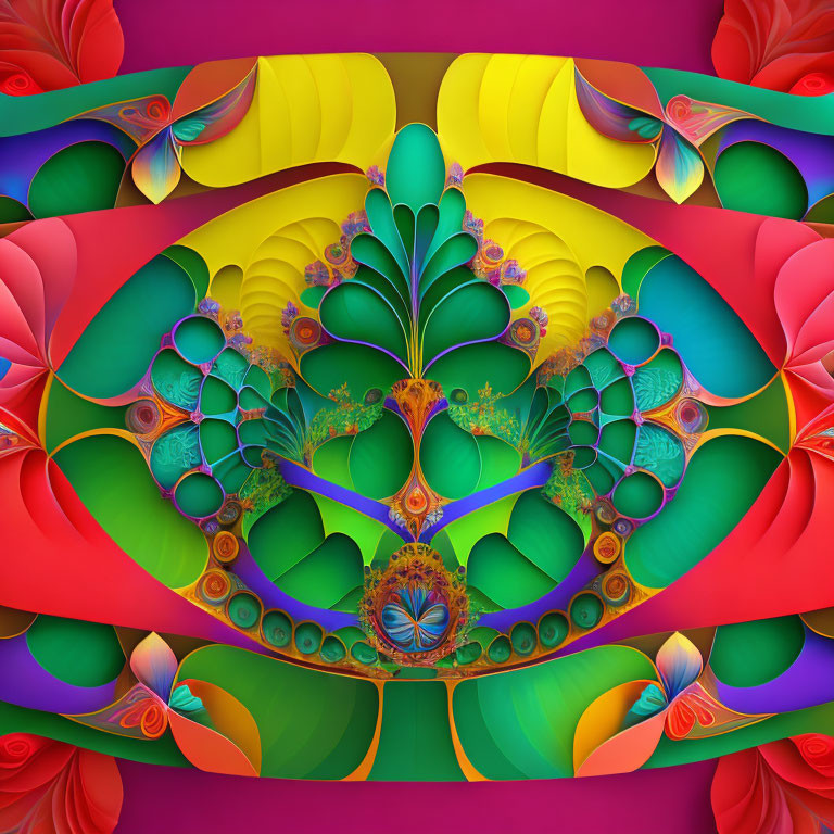 Colorful Symmetrical Fractal Image with Bright Patterns