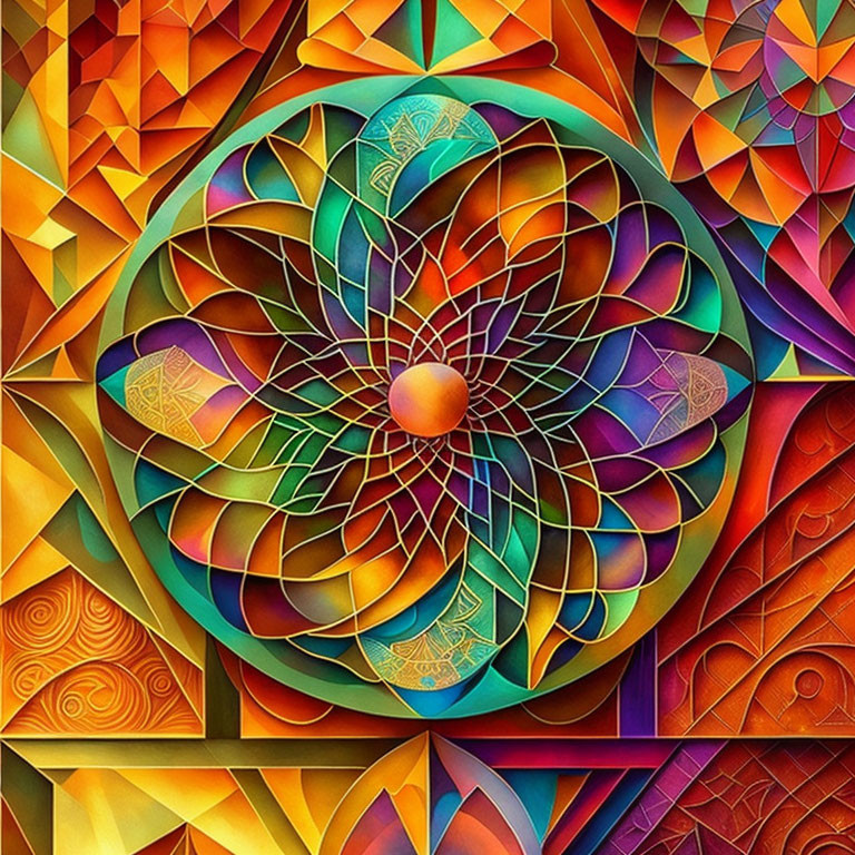 Colorful Geometric Mandala with 3D Effect