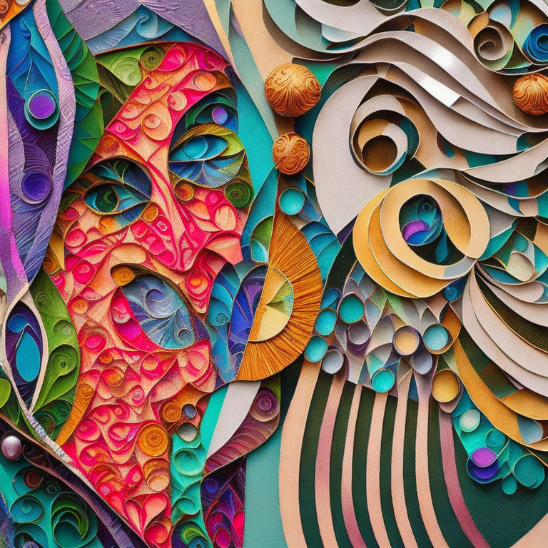 Abstract Paper Art with Colorful Swirling Patterns