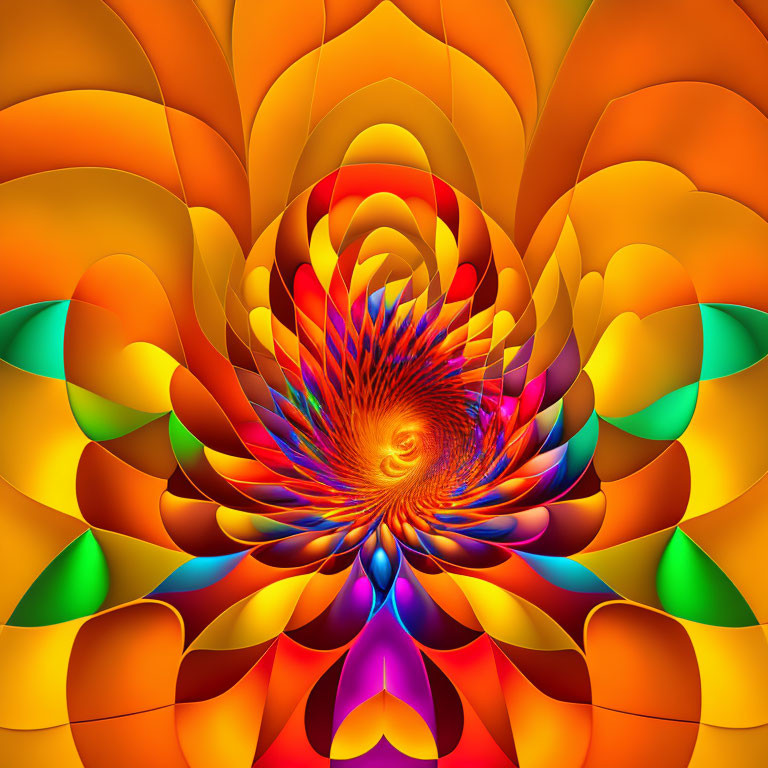 Colorful Spiral Fractal Image with Warm Spectrum