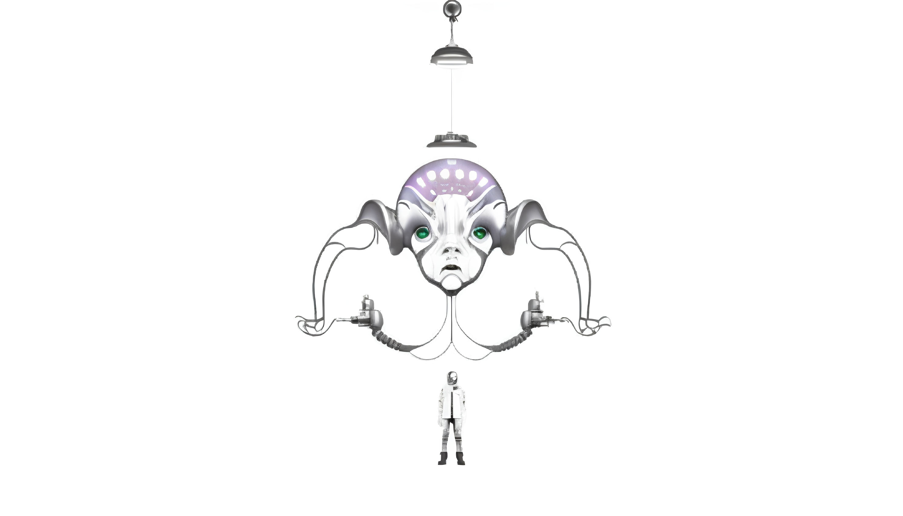 Sci-fi Chandelier with Alien-Like Tentacles and Humanoid Figure