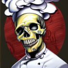 Skull with Chef's Hat in Surreal Artwork
