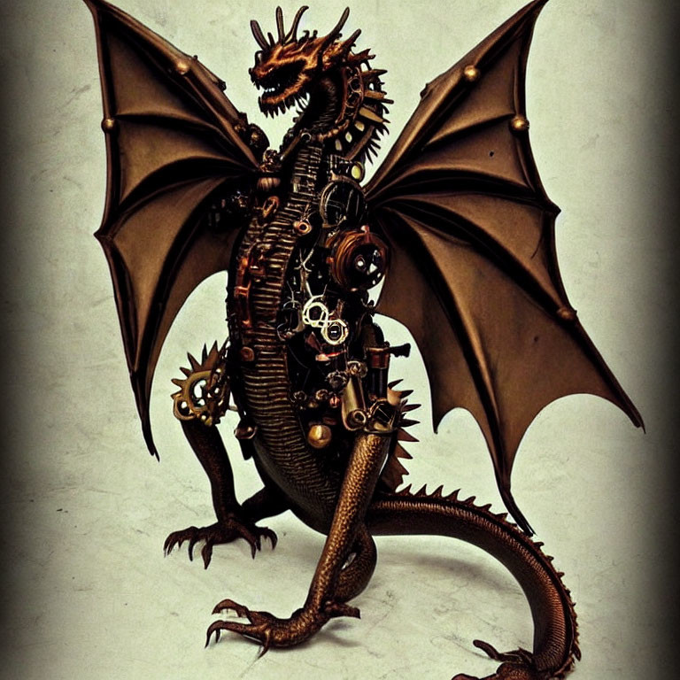 Mechanical Dragon Artwork with Steampunk Style and Intricate Gears