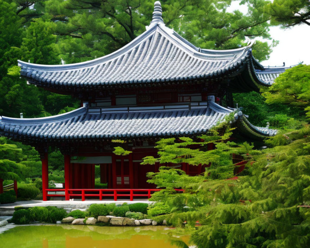 Serene East Asian-style Pavilion in Lush Green Setting