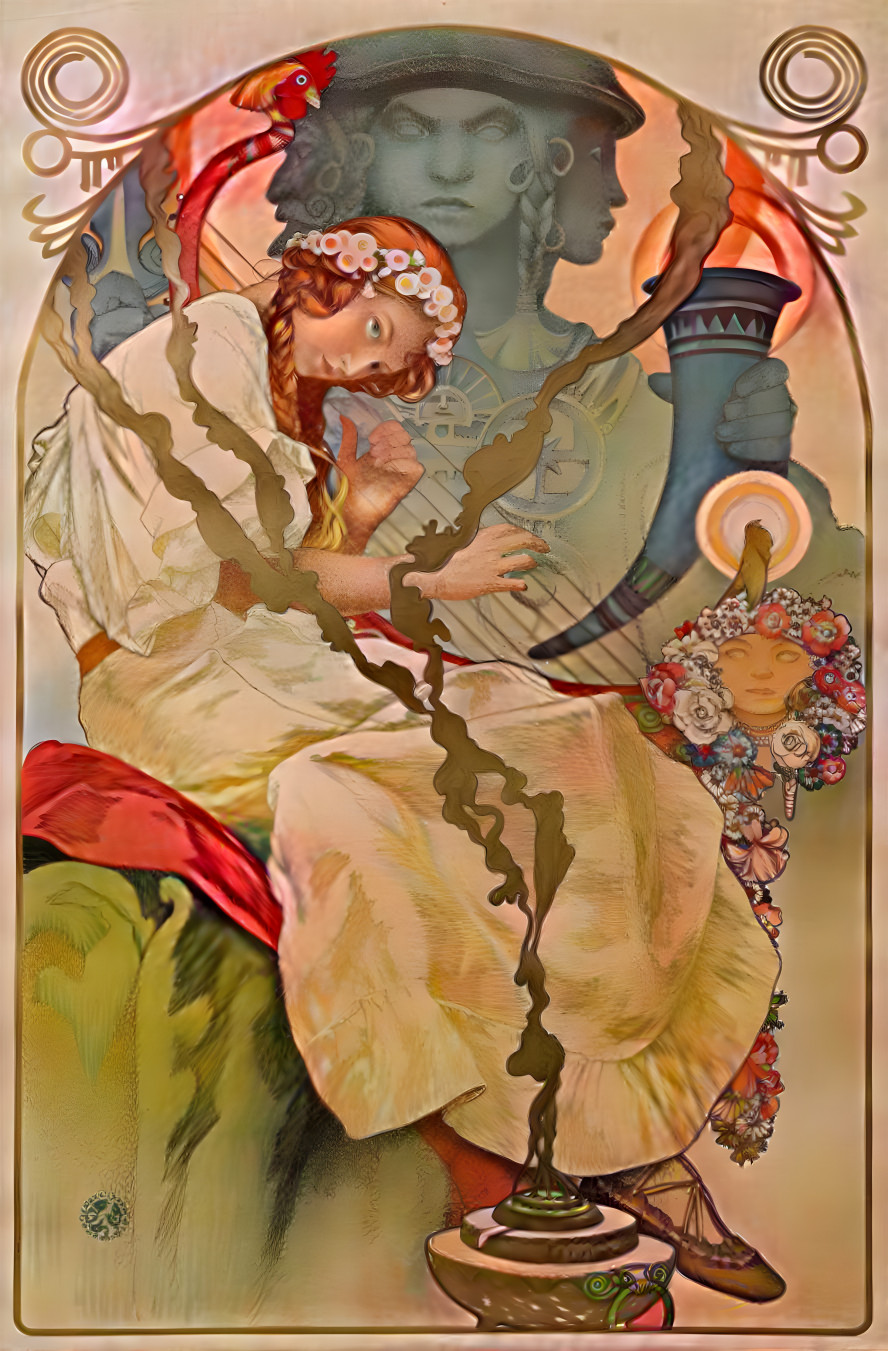 Vintage Art Nouveau Postcard by Alphonse Mucha