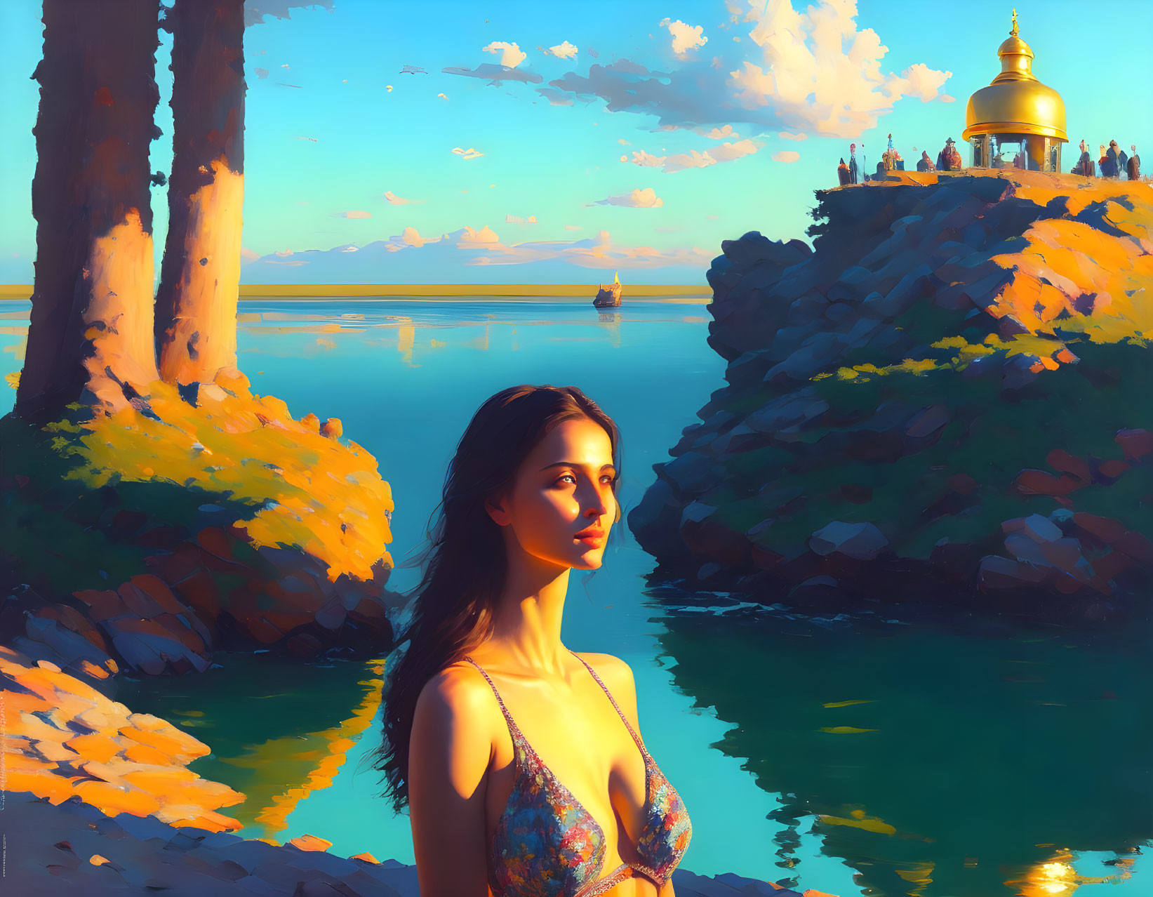 Girl in the style of a painting by Kuindzhi